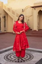Premium Red Heritage Kurta Sharara Set - Image 4
