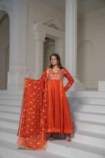 Premium Orange Festive Anarkali Set