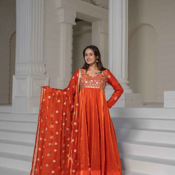 Premium Orange Festive Anarkali Set