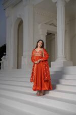 Premium Orange Festive Anarkali Set - Image 3