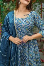 ✨ 𝐓𝐞𝐞𝐣 𝐁𝐥𝐮𝐞 𝐅𝐞𝐬𝐭𝐢𝐯𝐞 – 𝐏𝐫𝐢𝐧𝐭𝐞𝐝 𝐀𝐧𝐚𝐫𝐤𝐚𝐥𝐢 & 𝐒𝐡𝐚𝐫𝐚𝐫𝐚 𝐒𝐞𝐭 𝐰𝐢𝐭𝐡 𝐃𝐮𝐚𝐥 𝐓𝐨𝐧𝐞 𝐒𝐢𝐥𝐤 𝐃𝐮𝐩𝐚𝐭𝐭𝐚 ✨ - Image 4