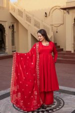 Premium Red Heritage Kurta Sharara Set - Image 2