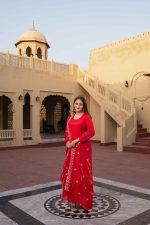 Premium Red Heritage Kurta Sharara Set - Image 7