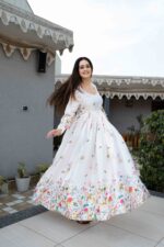 Printed Floral Anarkali Dress – Elegant Festive Edit
