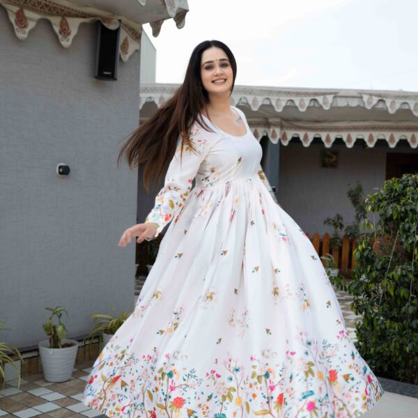 Printed Floral Anarkali Dress – Elegant Festive Edit